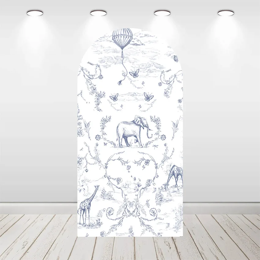 

Mehofond Custom 2-Sided Safari Jungle Toile De Jouy Boys Birthday Party Baby Shower Covers Chiara Arch Background Decor Backdrop