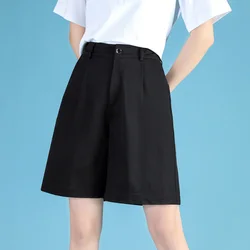 New Korean Fashion Versatile High Waisted Straight Leg 5-Point Trousers For Women'S Summer Loose And Slimming Casual Short Pants