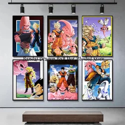 Classic Anime Dragon Ball Z Saiyan Goku Gohan Vegeta Piccolo Majin Buu Art Poster Canvas Painting Wall Printed Matter Home Decor