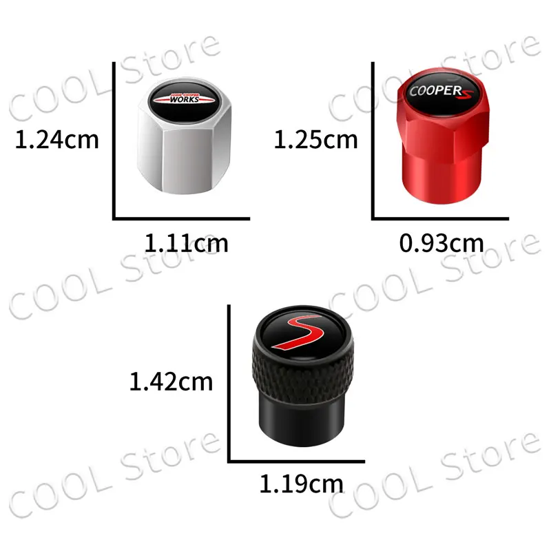 4Pcs Car Styling John Cooper Works Emblem Auto Wheel Tire Air Valve Caps Dust Cover For Mini Cooper S Logo R52 R53 R58 F55 F56