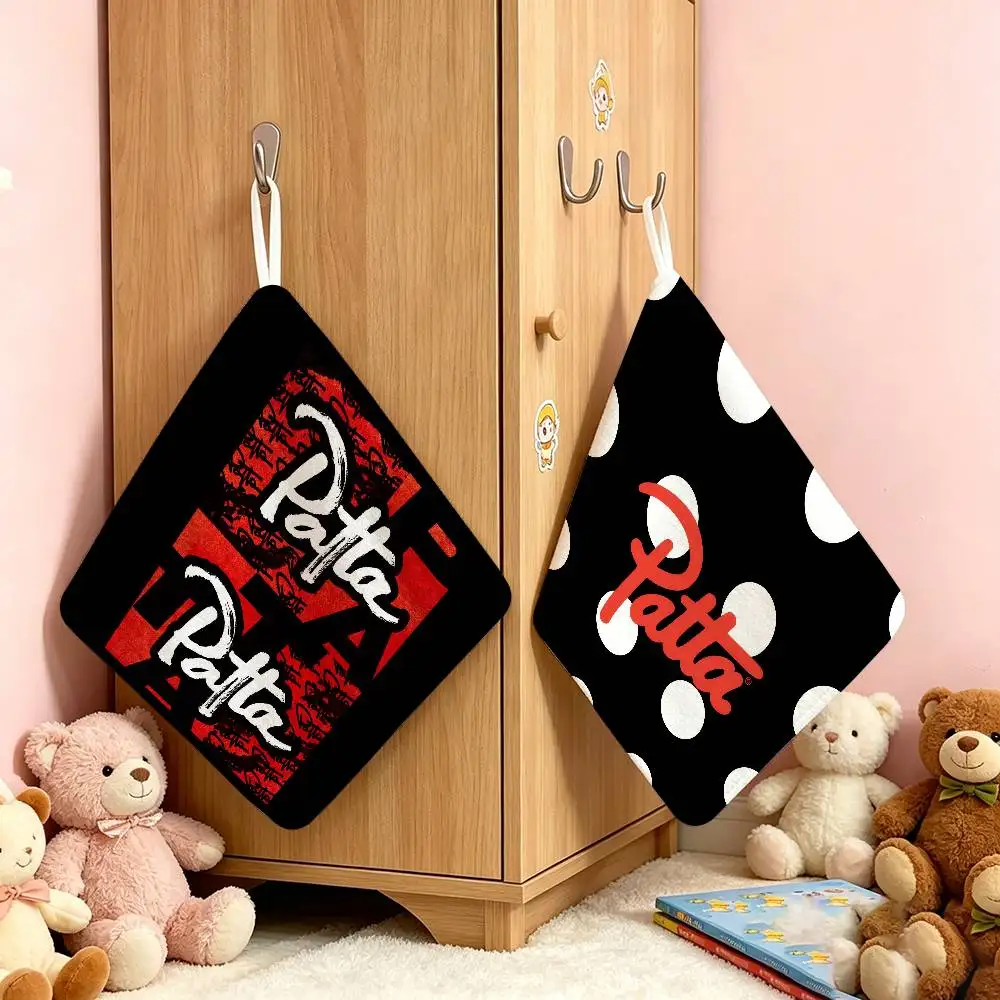 Fashion P-pattas logo   Anime Polyester Hanging Kitchen Hand Towel Durable Wear Resistant  Versatile Use Throughout Home