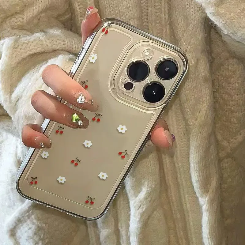 

Прозрачный чехол Ins с цветами вишни и звездами для iPhone 17, 16, 15, 14, 13, 12, 11 Pro Max, Plus, Mini, 8, X, XR, 16e, SE, 17 Air. Защитный чехол-накладка.
