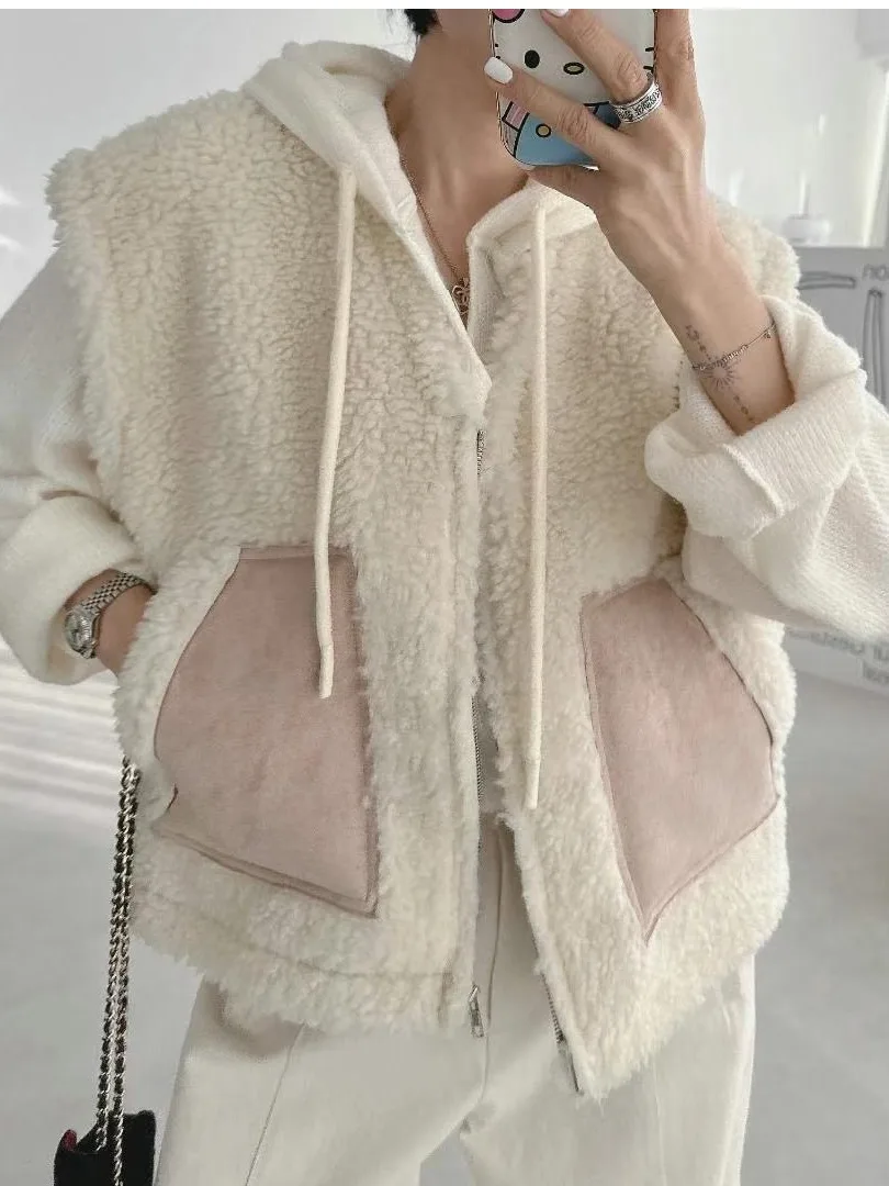 

Premium Double-Sided Lamb Fur Svel Vest ort Jaet Women's Winter New Color Colion ket Cotton Top Faionable C...