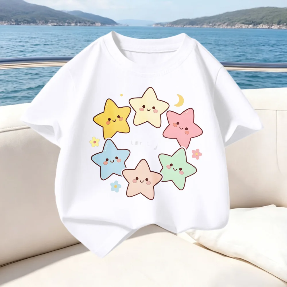 Cross-border girls' T-shirts, versatile fashionable short-sleeved children's clothing tops, baby round neck half-sleeved bottomi
