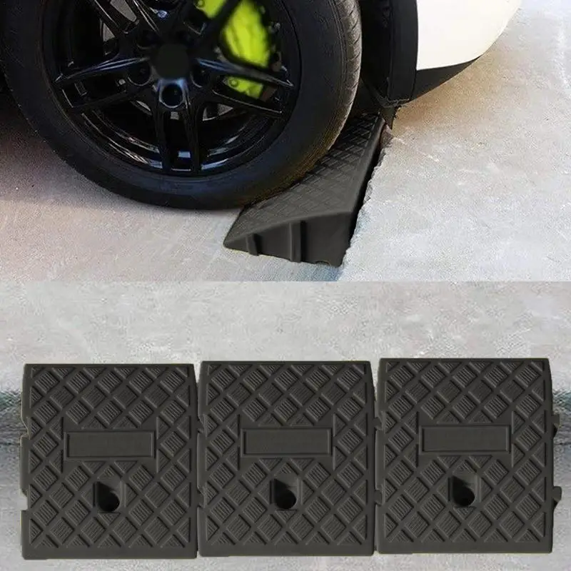 Car Curb Ramps Wheel Driveway Ramps Portable Tires Heavy Duty PVC Curb Ramp Mat  Threshold Ramp Kit Accessories For Vehicles