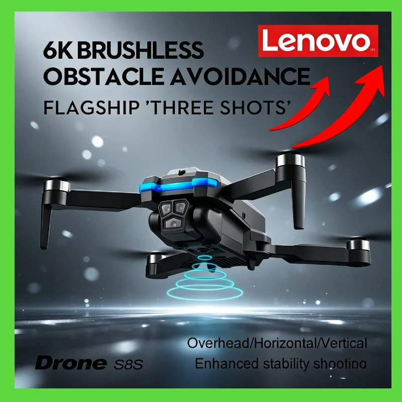 

Lenovo S8S Drone with Triple Cameras Brushless Motor Obstacle Avoidance System Electric Adjustable Lens for Adults
