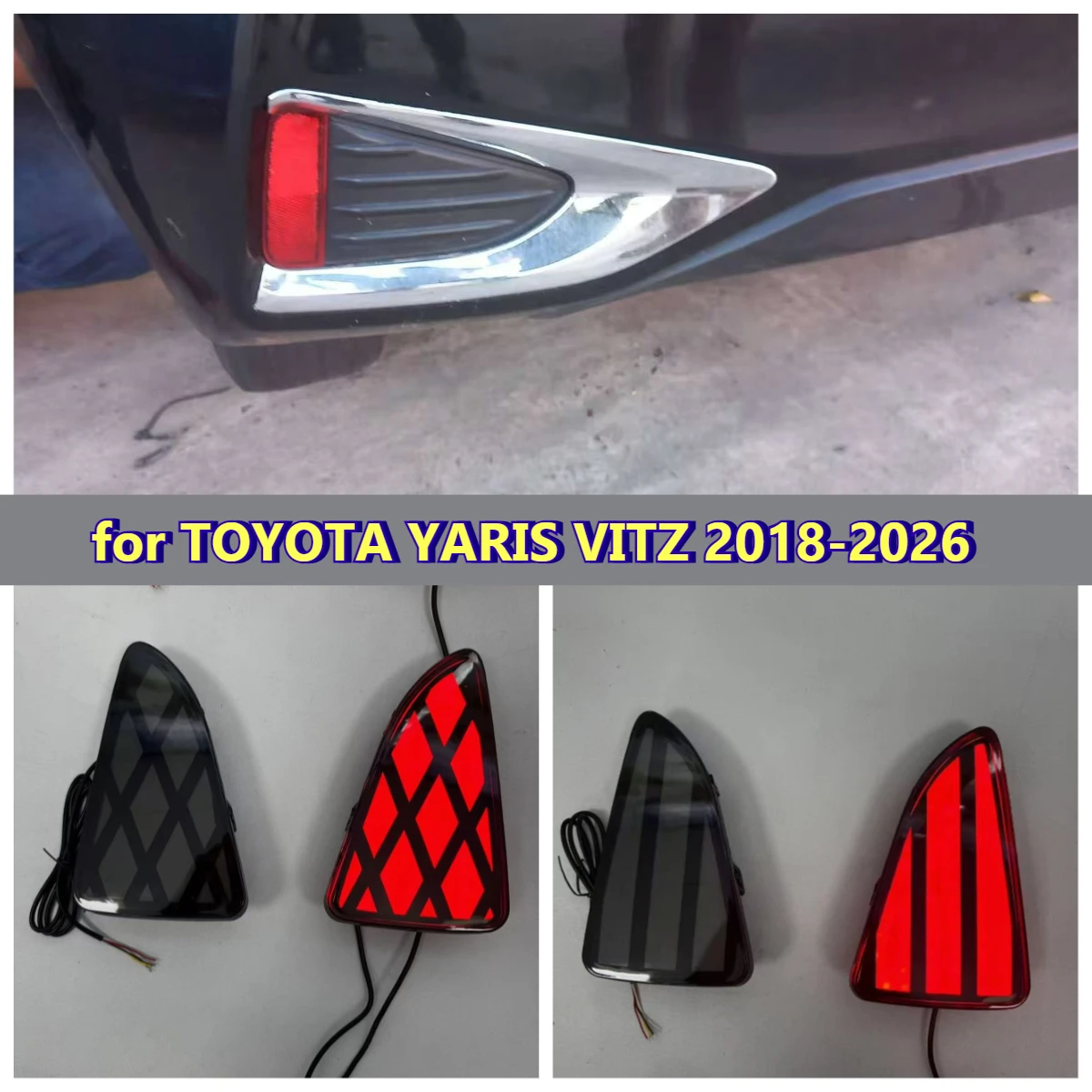 

For TOYOTA YARIS VITZ 2018-2026 Car Rear Bumper Lights Assembly Reflector DRL Driving Brake Light Fog Lamp Modification Daylight