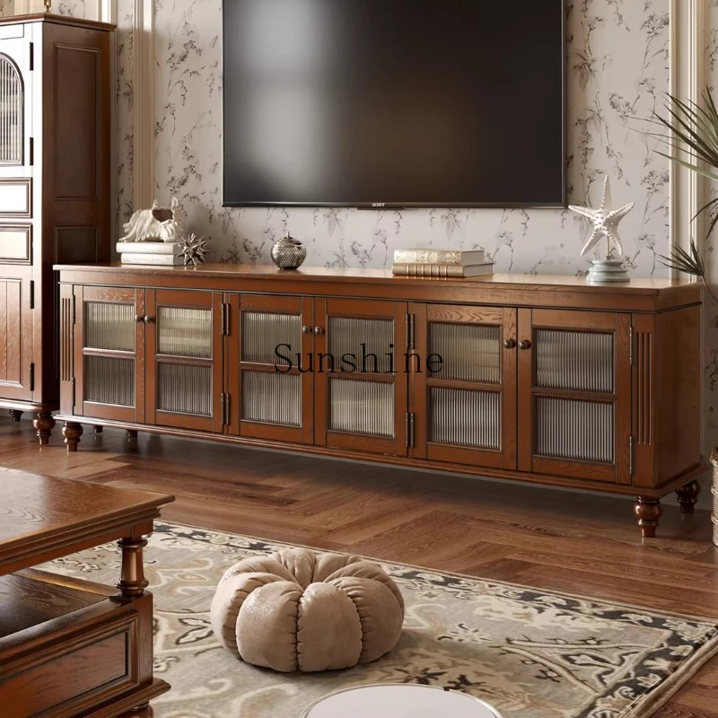 

American retro TV cabinet household solid wood storage integrated storage cabinet
