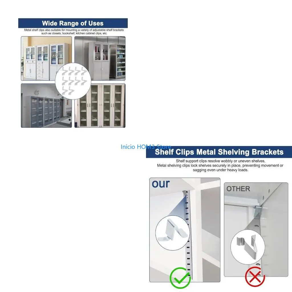 A5YD Pack of 10 Metal Cabinet Clip Fix Wobbly Shelves 28.9mm for Various Application
