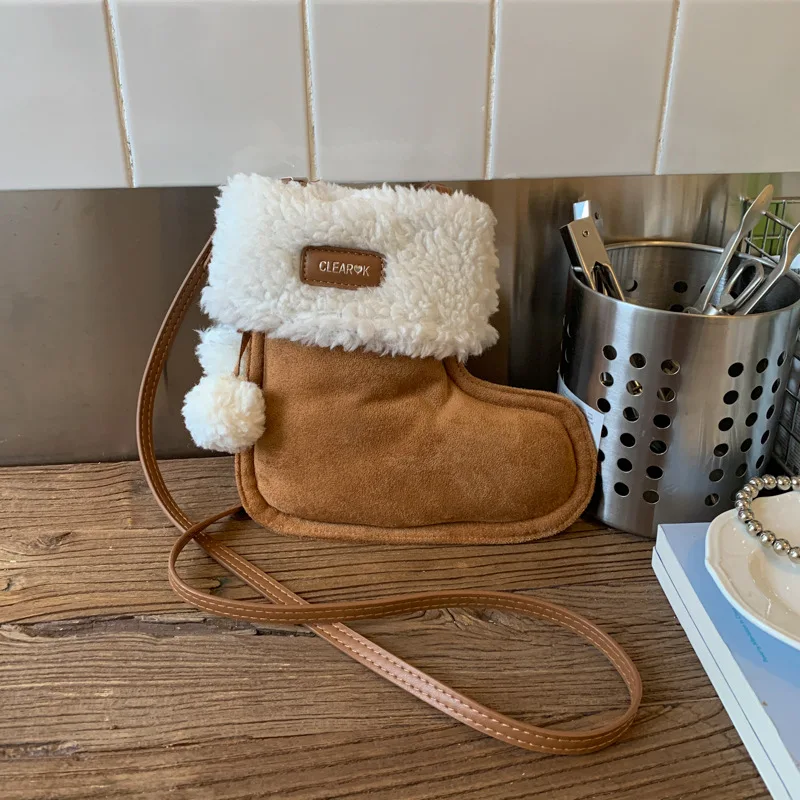 

Fashionable Lamb Wool Women Hand Bags Retro Frosted Suede Purse and Handbags Crossbody Bags for Woman Designer Bag Bolsos Mujer