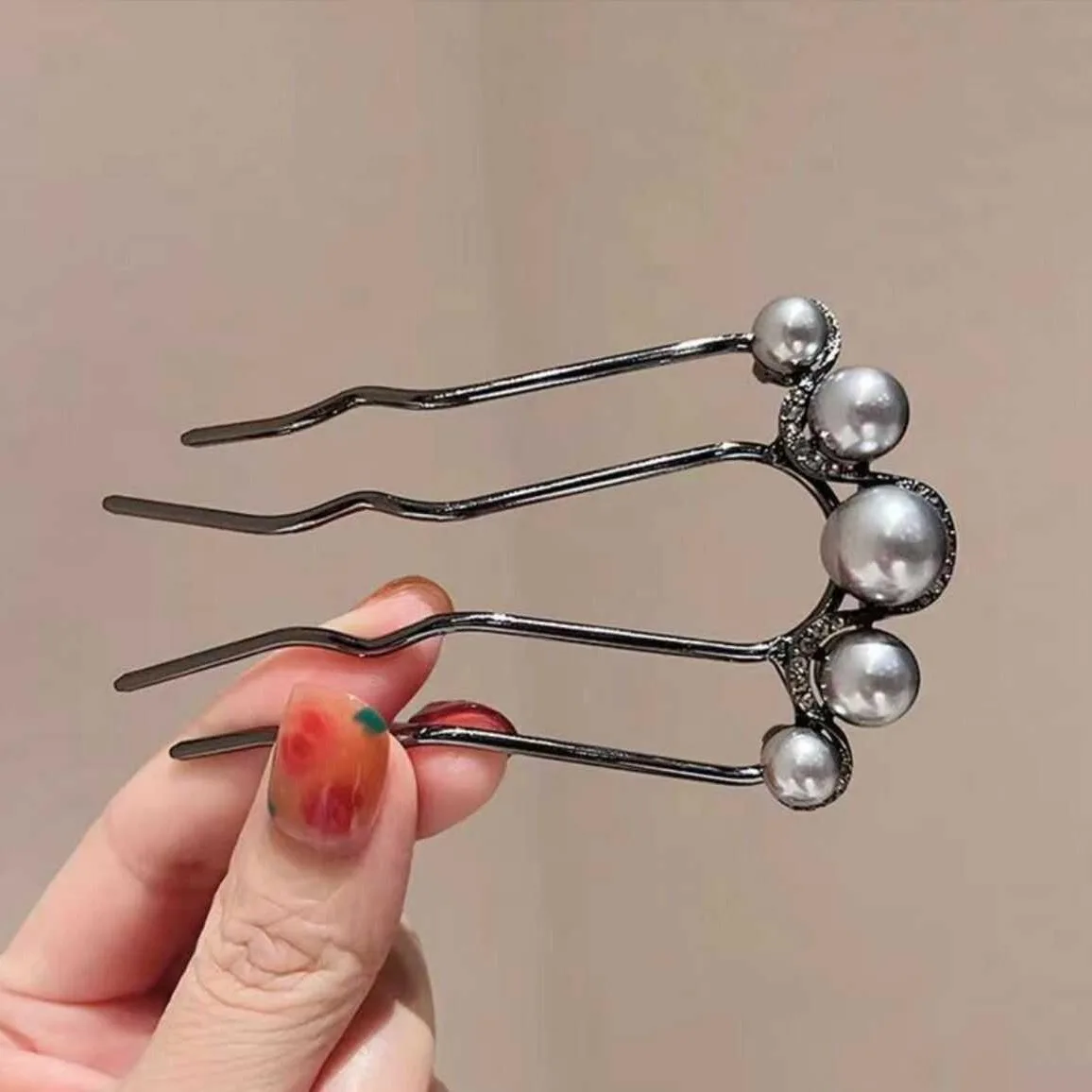 Korean U Shaped Pearl Hairpins Hair Clips for Women Elegant Style Metal Forks Vintage Pearl Hairpins Hair Styling Tools Gifts image 6
