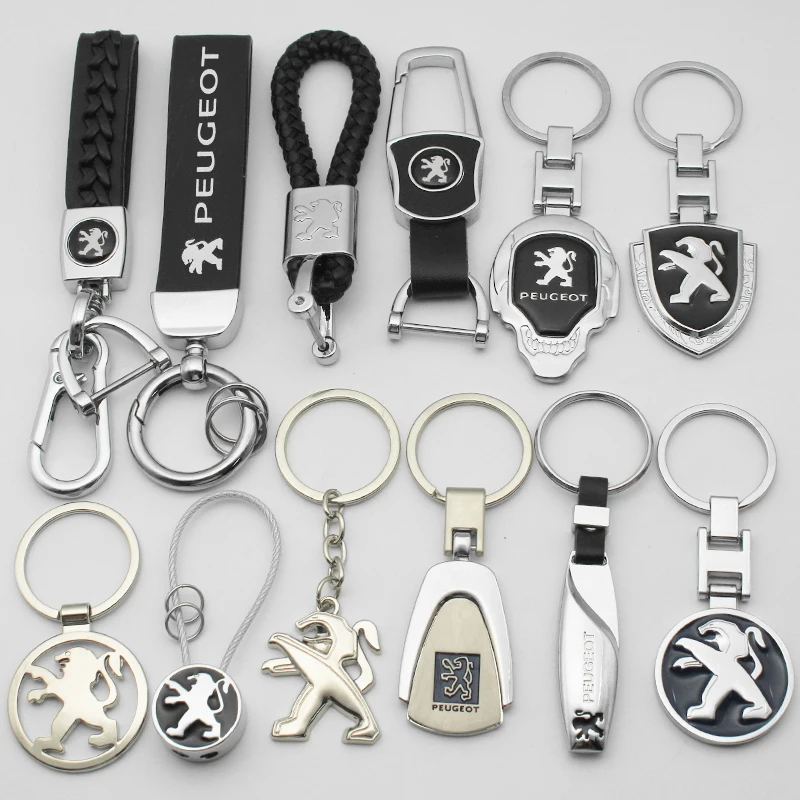 

Автомобильные брелки, подвеска, кожаный металлический автомобильный держатель для ключей, декоративные аксессуары для Peugeot 206 207 208 2008 308 3008 508 5008 406 GT