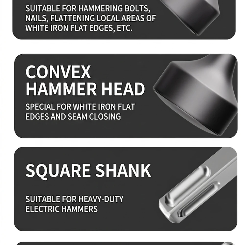 Metal Processing Hammer Head Bit For Electric Chisel Impact Drill 40CR Chrome Steel Ventilation Duct Repair Tool Parts