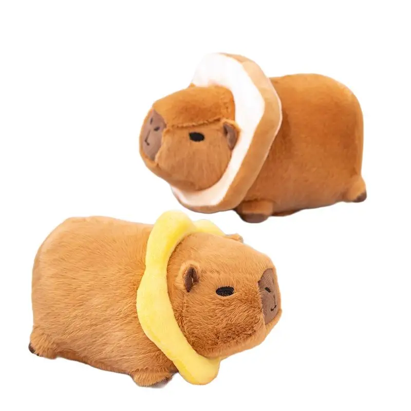 

24/34cm Soft Plush Capybara Toy Stuffed Brown Lying Fatty Cartoon Animal Pillow Sleeping Bolster Friend Gift
