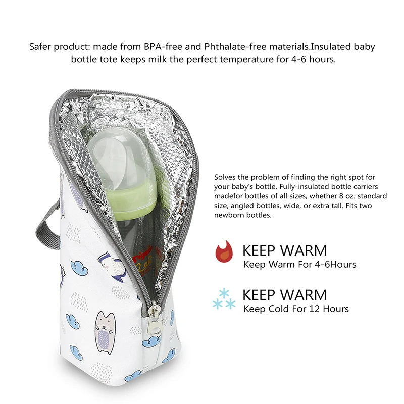 Baby Bottle Bag Portable Mother Feeding Bottle Warmer Baby Feeding Aluminum Mold Insulation Outing Stroller Hanging Bag