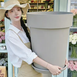Aki Extra Large Flower Pot Super Thickened Diameter Outdoor Minimalist Nordic White Grey Black Gallon Pot Modern Simple Style