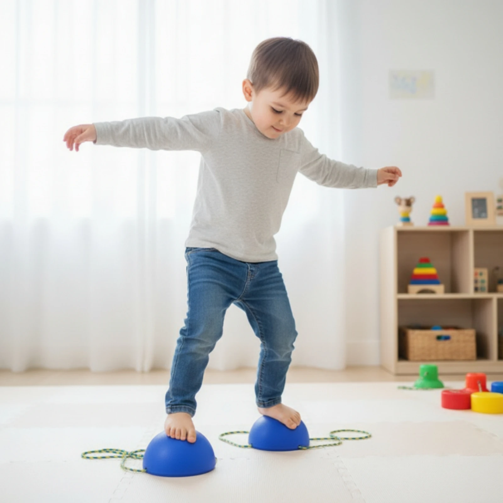 Semicircular Stepping Stone with Braided Rope Coordination Balance Stepping Stones Motor Skills Tactile for Children, Home