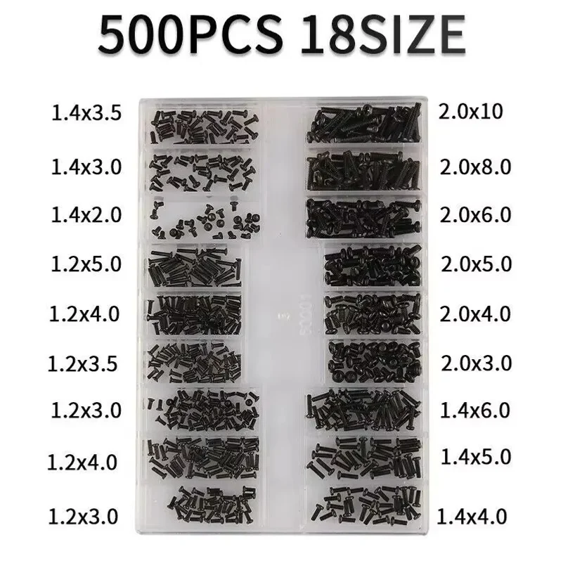 450PCS 18Size Laptop Notebook Tiny Computer Replacement Electronic Screws Assortment Repair Kit Flat Head Mini Screw Set