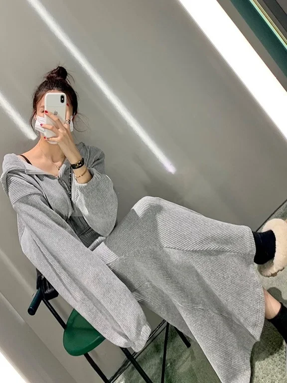 

Korean Sle Faionable Velvet Set Women's Bodycon Skirt High Waist Long Sve ort Length Autumn Wear Ele Classy