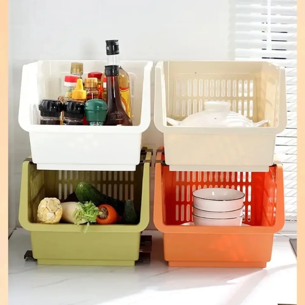 Kitchen Storage Rack Stackable Vegetable and Fruit Storage Basket Household Multi-layer Rack Durable Bathroom Storage Rack