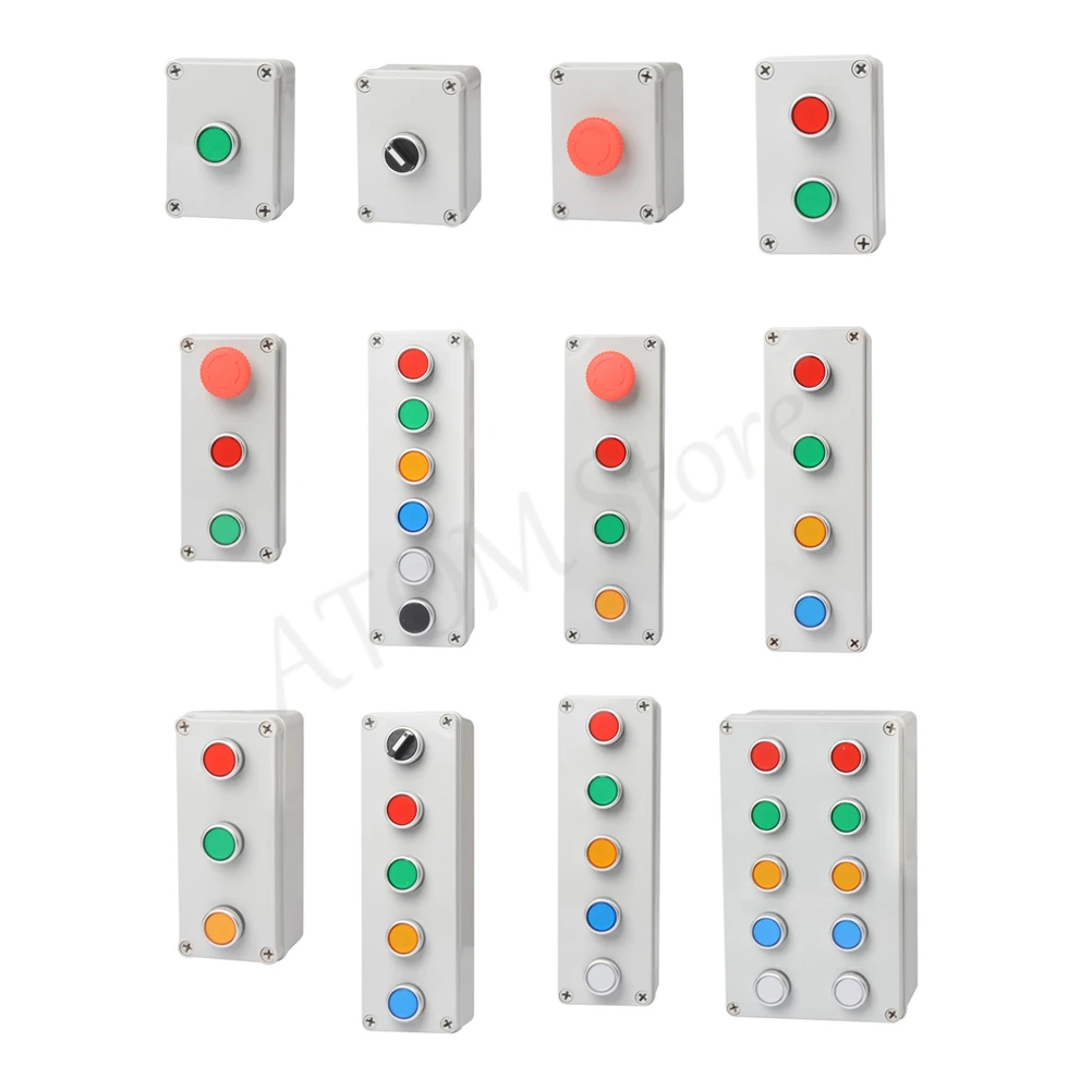 Button box emergency stop start switch power reset self-locking alarm self-locking elevator motor electrical control box