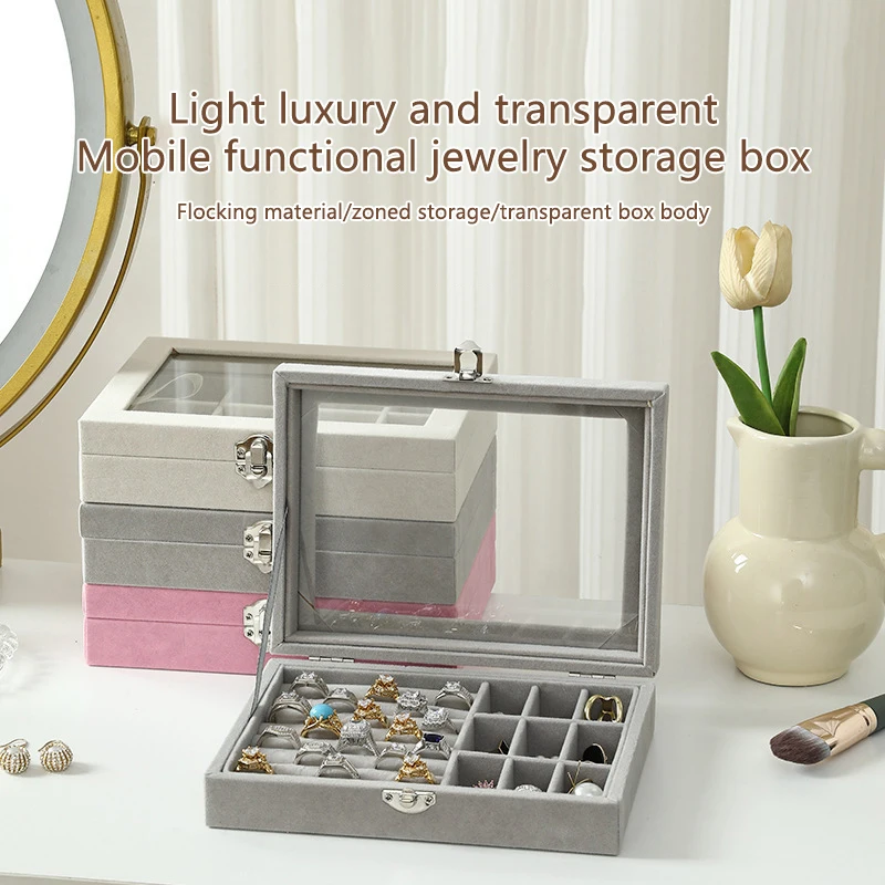 Korean Version Simple Ins Style Portable Jewelry Storage Box New High-end Exquisite Large Capacity Travel Jewelry Bag