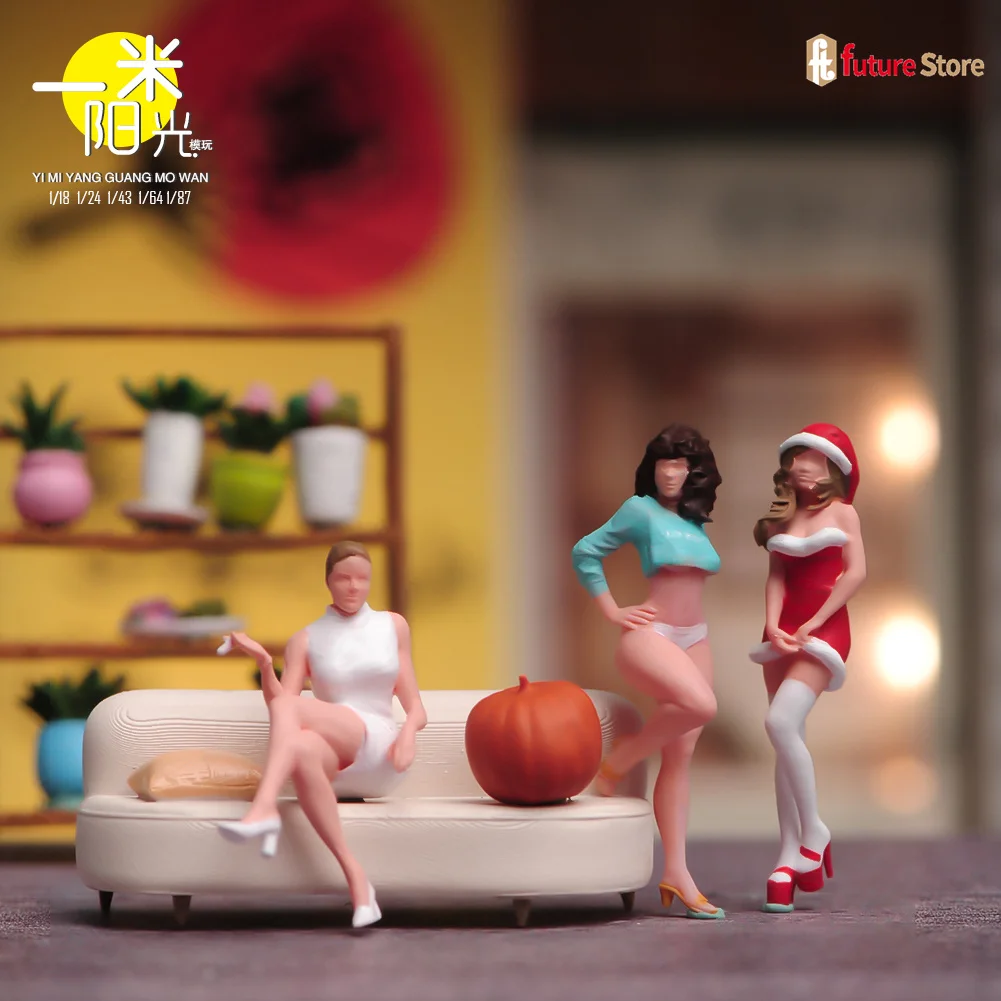 Geschilderde Miniaturen 1/64 Schoonheid Meisje Mannelijke Vrouwelijke Rollen Figuur Mini Pop Diorama Beeldje Creatieve Scène Props Ambachten Decor