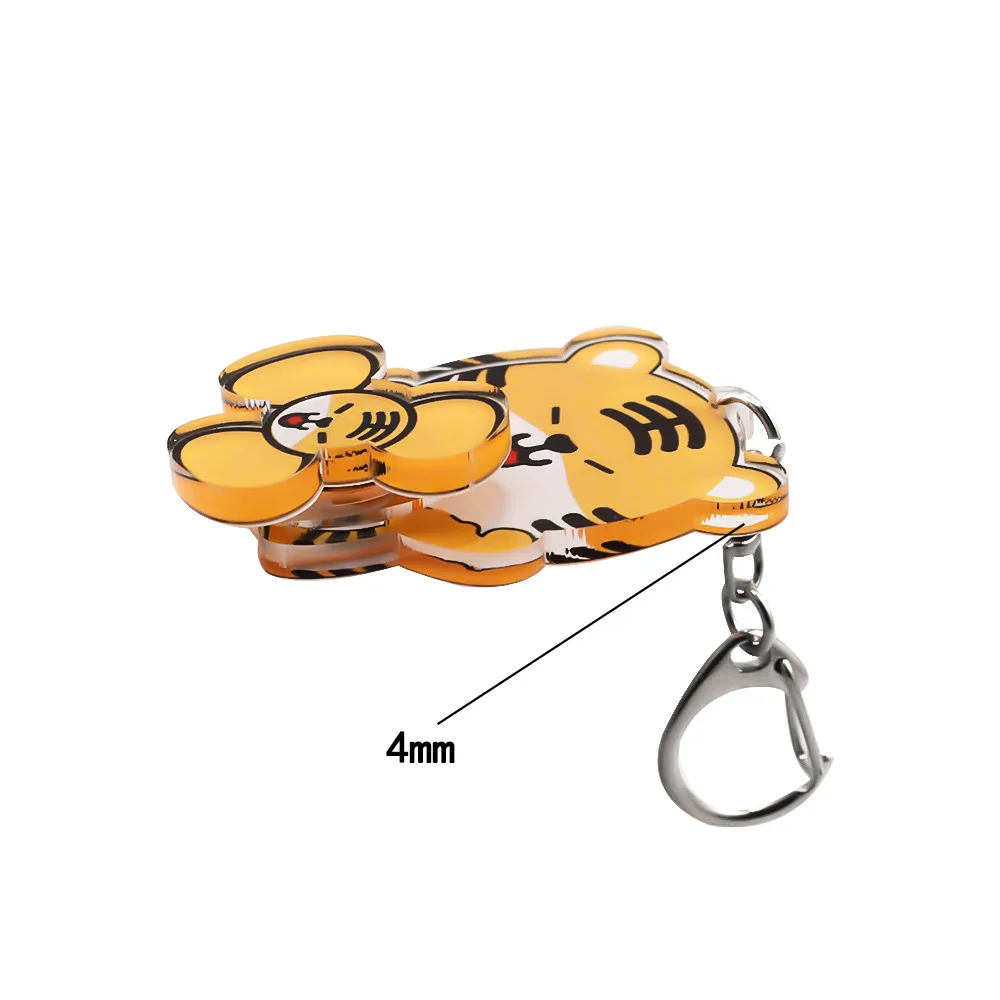 5Pcs Transparent Acrylic Animal Finger Gyro Toy Keychain Pendant Funny Cartoon Anime Hand Spinner Gyro Stress Relief Toy Gifts