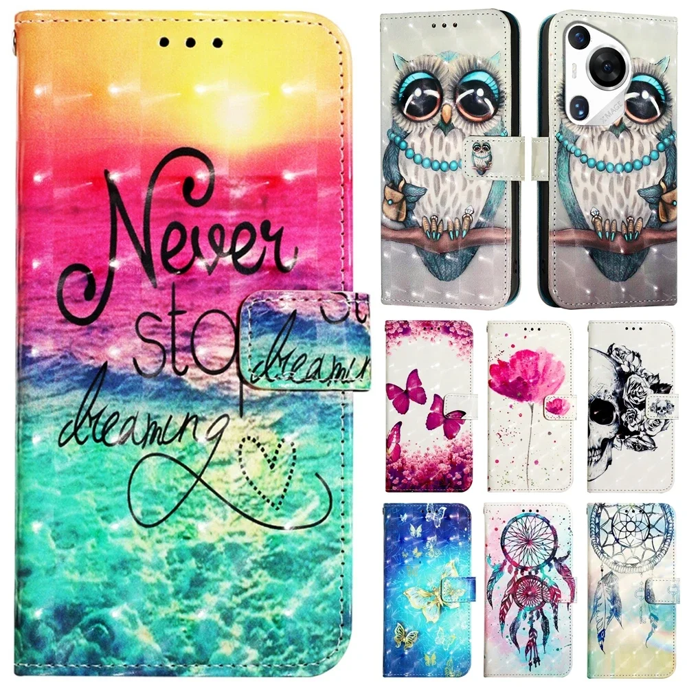 Leather Flip Case For Huawei Pura 70 P Smart Z P20 P30 P40 Lite P50 P60 Art Mate 70 60 Pro Nova 9 SE Card Slot Book Wallet Cover