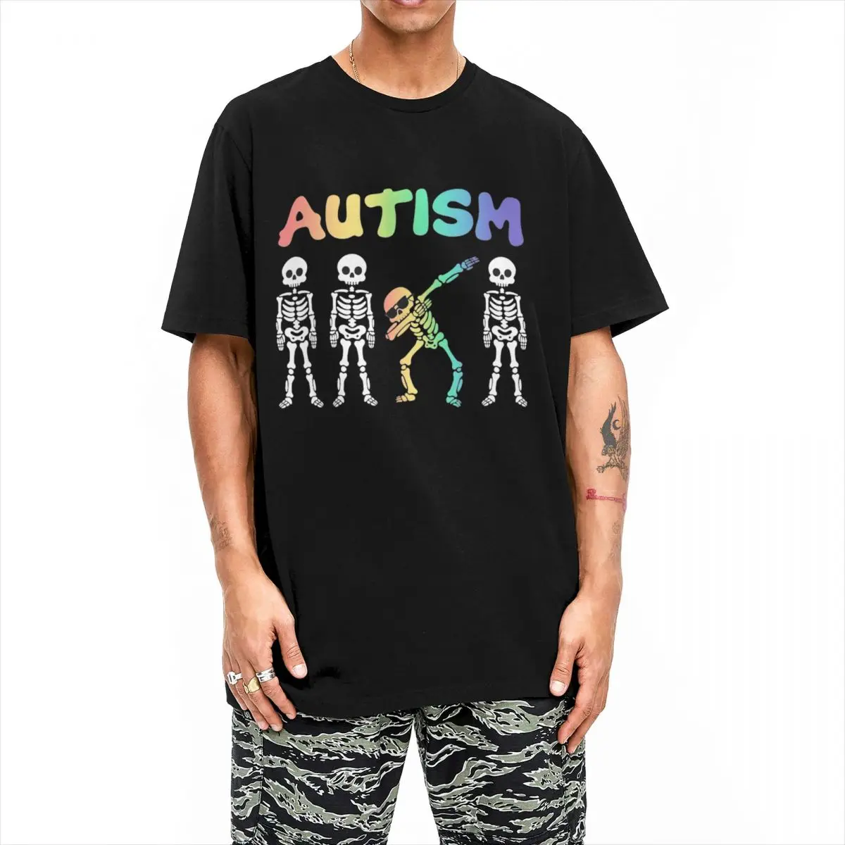 Epic Autism Skeleton Tshirt For Men Women Cotton Tops Printed Round Neck Short Sleeve