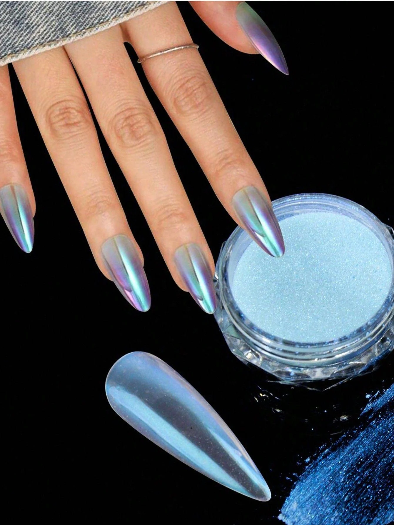 Nail Glitter Chrome - 오로라 아이스 젤리 네일 파우더 크리스탈