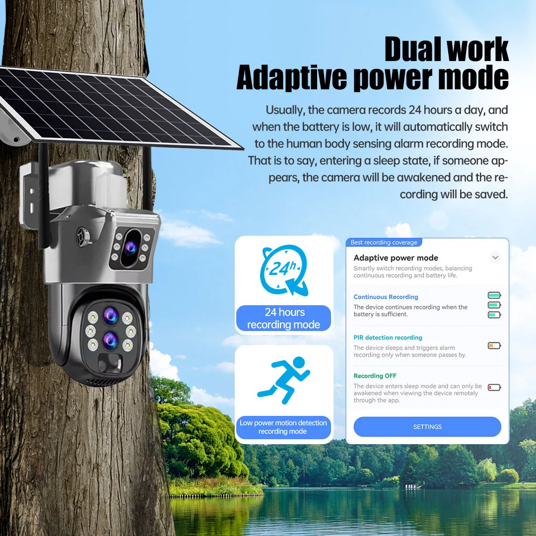 6K 4G Sim Solar Camera 10x Zoom IP CCTV 12MP Dual lens PTZ Surveillance PIR Human Detection Outdoor Security Protection Camera