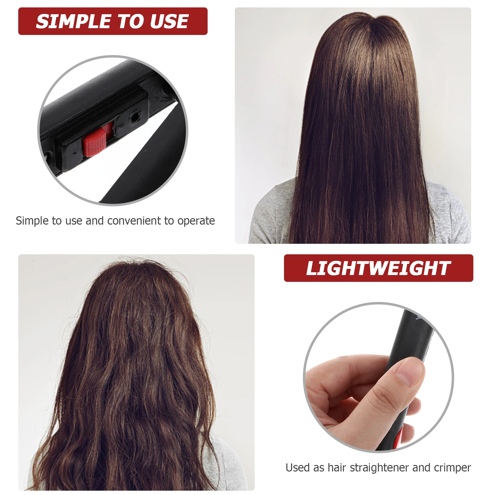 

Dual-Purpose Mini Electronic Styling Iron Lightweight Portable Straightener Crimper For All Types Travel Home Use Black With