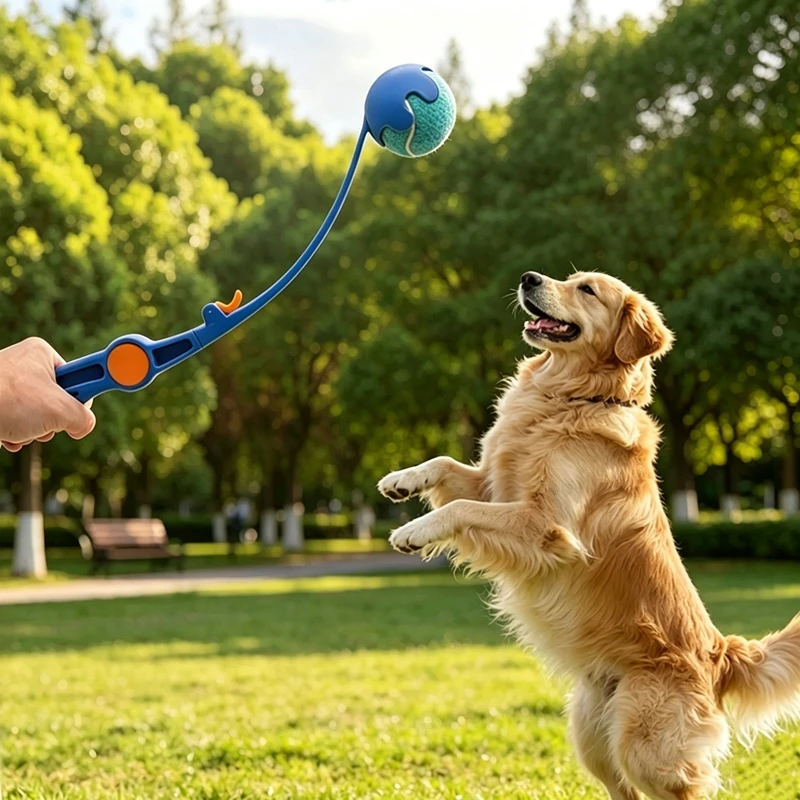 1pc Tennis Ball Launcher Stick Interactive Outdoor Dog Training Toy Durable Ball Thrower for Canine Exercise Play ﻿