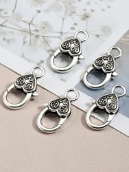 10pcs 26x15mm Love Heart Lobster Clasp Hooks Keychain Clasps Bracelet Connectors for Jewelry Making Components Wholesale DIY