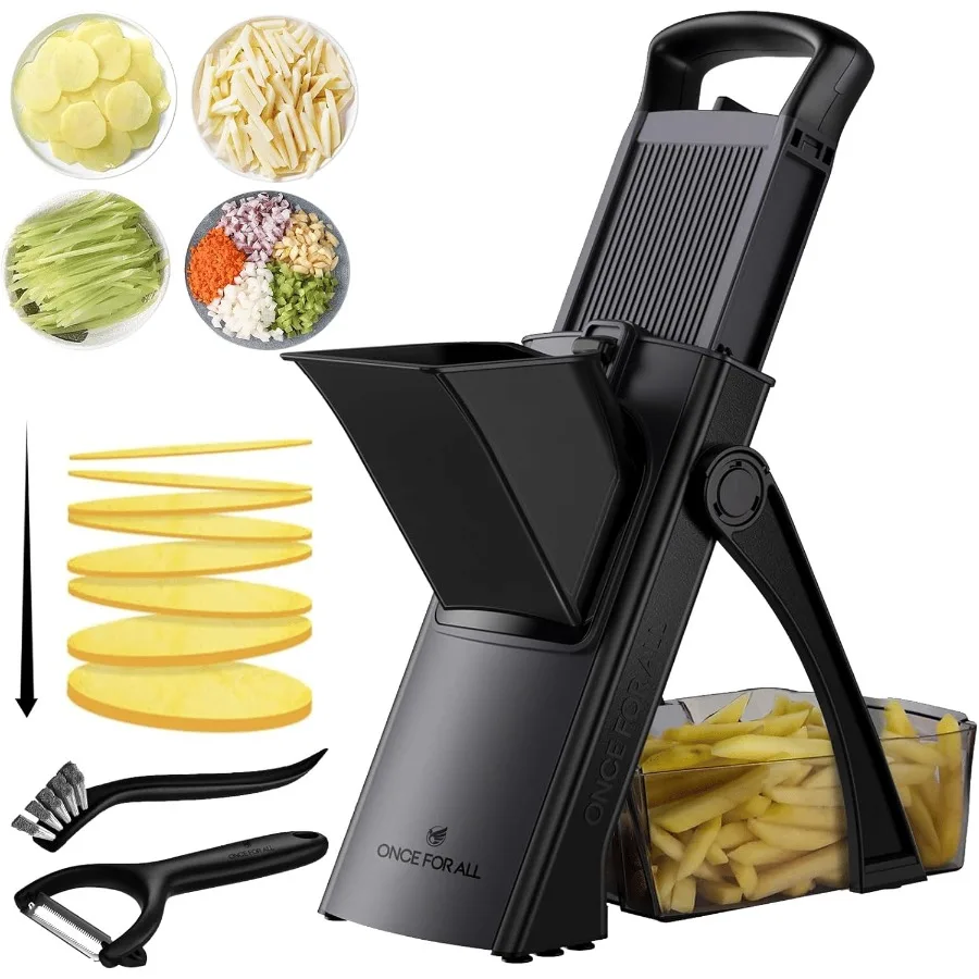 

ONCE FOR ALL Safe Mandoline Slicer For Kitchen Biger Size Adjustable Vegetable Chopper Food Slicer Potato French Fry Cutter wit