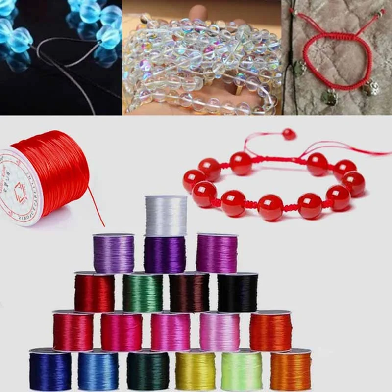 10M kolorowy mocny elastyczny kryształowy sznurek do koralików 1mm do bransoletek rozciągliwa nić naszyjnik sznurkowy DIY tworzenia biżuterii sznury