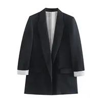 Chaqueta informal de estilo callejero para mujer, traje holgado de dos botones con solapa versátil, moda de otoño, 2024