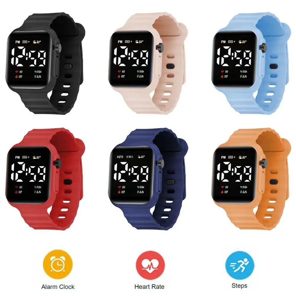 Montre électronique avec bracelet TPE Durable, affichage numérique LED, réveil universel multifonctionnel, Sport de plein air