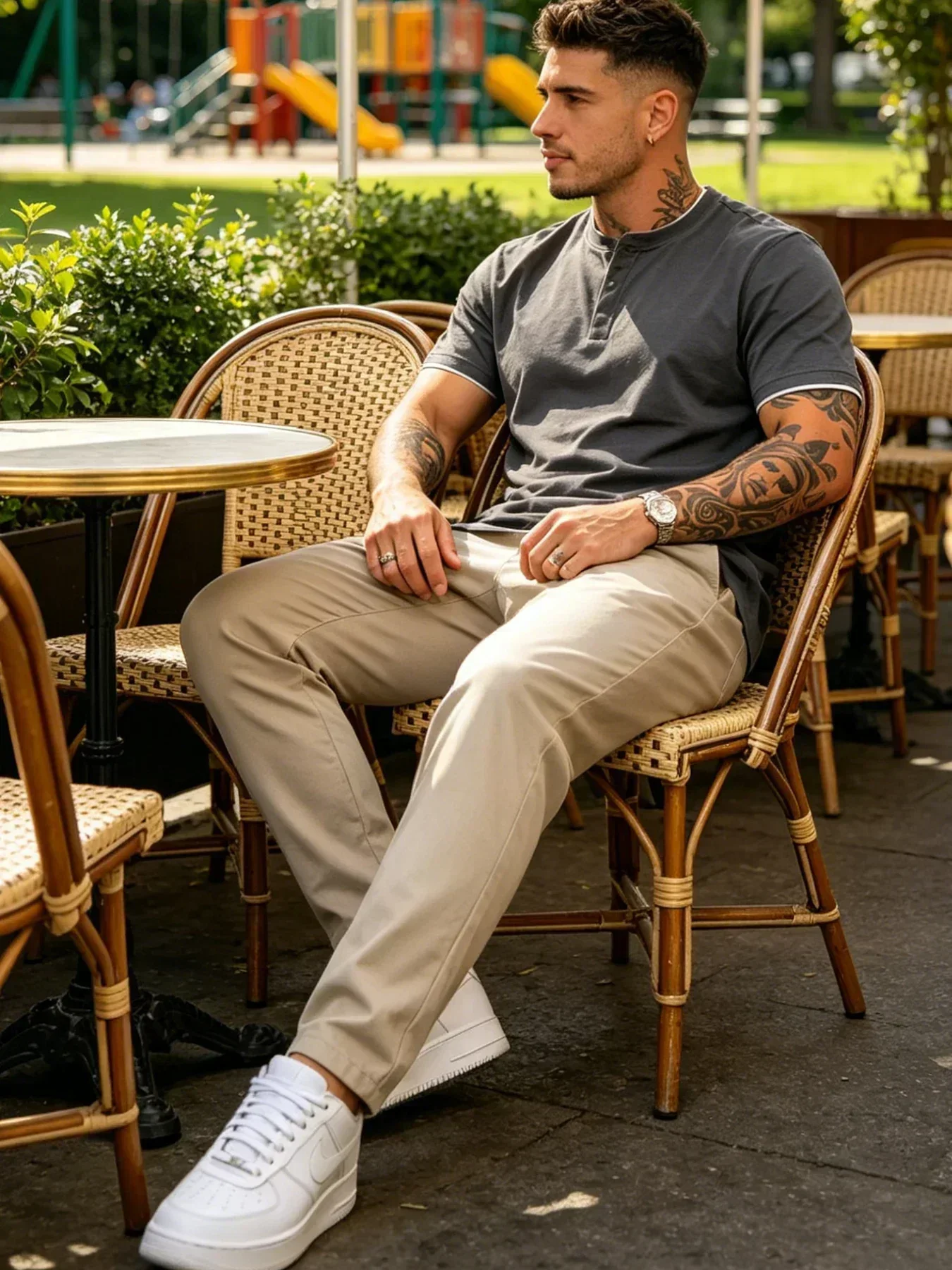 Hautfreundliche, Langlebige Herren-Chinohose mit Geradem Bein, Lässiger Silhouette und Halb-Elastischem Bund für Alltag und Kaffeetreffen – Detail 5
