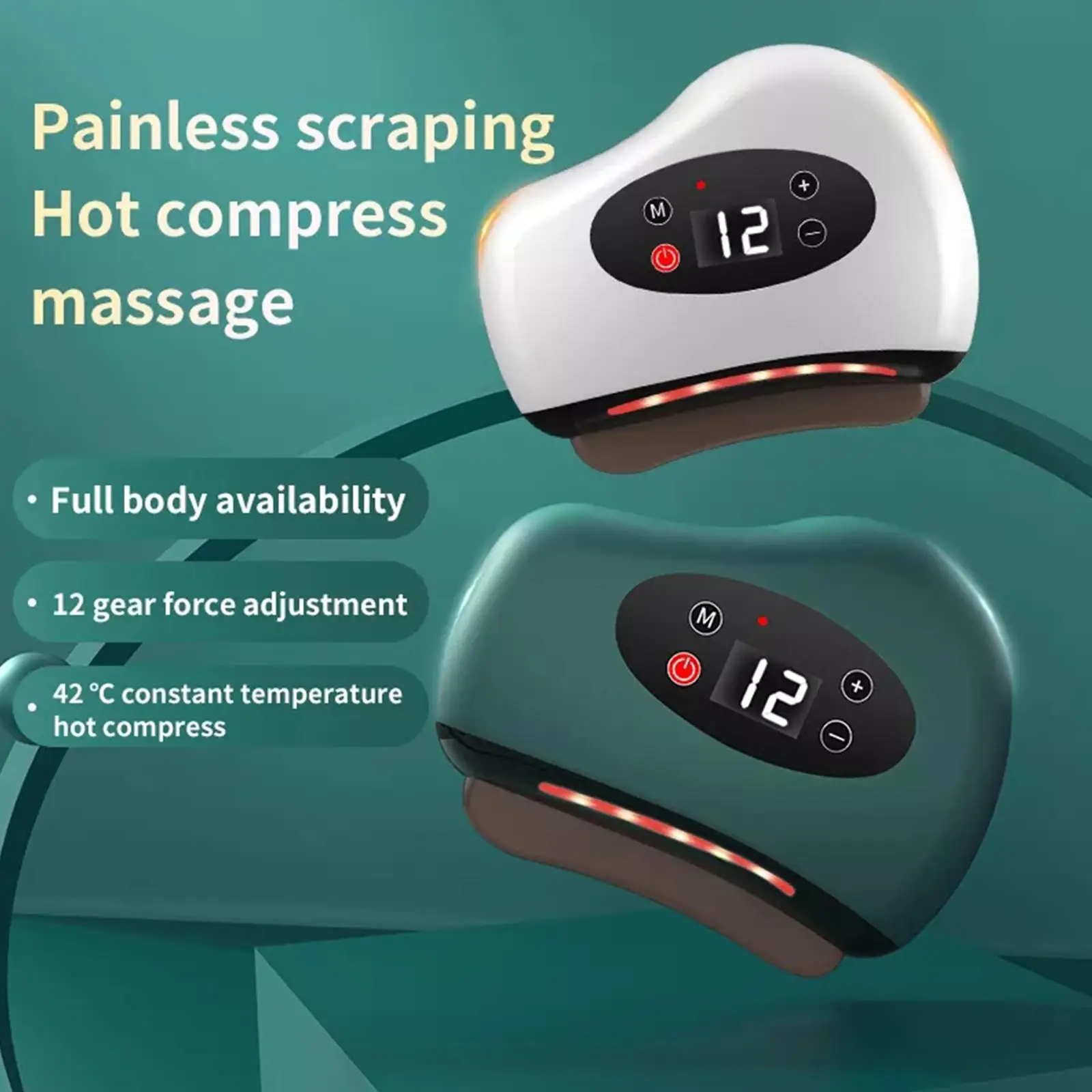 Electric Scraping Board Massage Stone Gua Sha Scraper Compress Device Tool RelaxationMassage Vibration Facial Lifting Hot E0F9