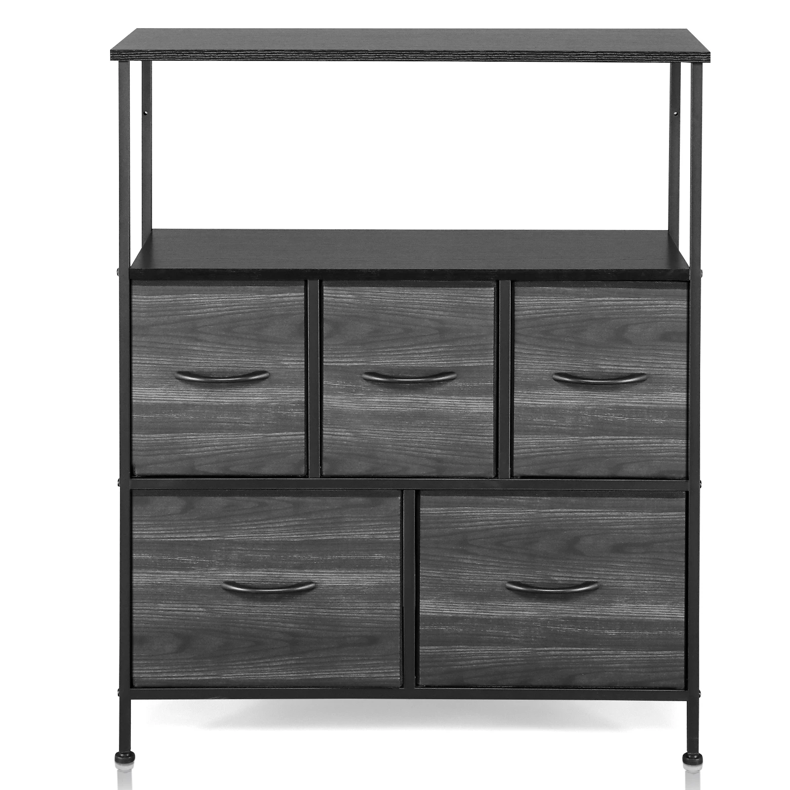 5 Drs (2l, 3S), Bovenste Plank, Niet-Geweven Cabine, Kationische Doek Ext, Niet-Geweven Drs, Pb, Ijzeren Frame, 80X30X96.5Cm, blk Wood Grn Drs.