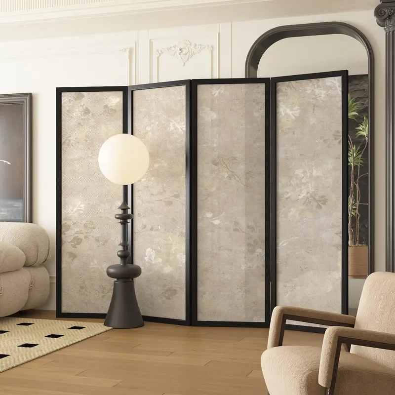 Foldable Solid Wood Room Divider Screen Portable Home Partition for Living Room Zen Oriental Aesthetic Mobile Blocking Panel