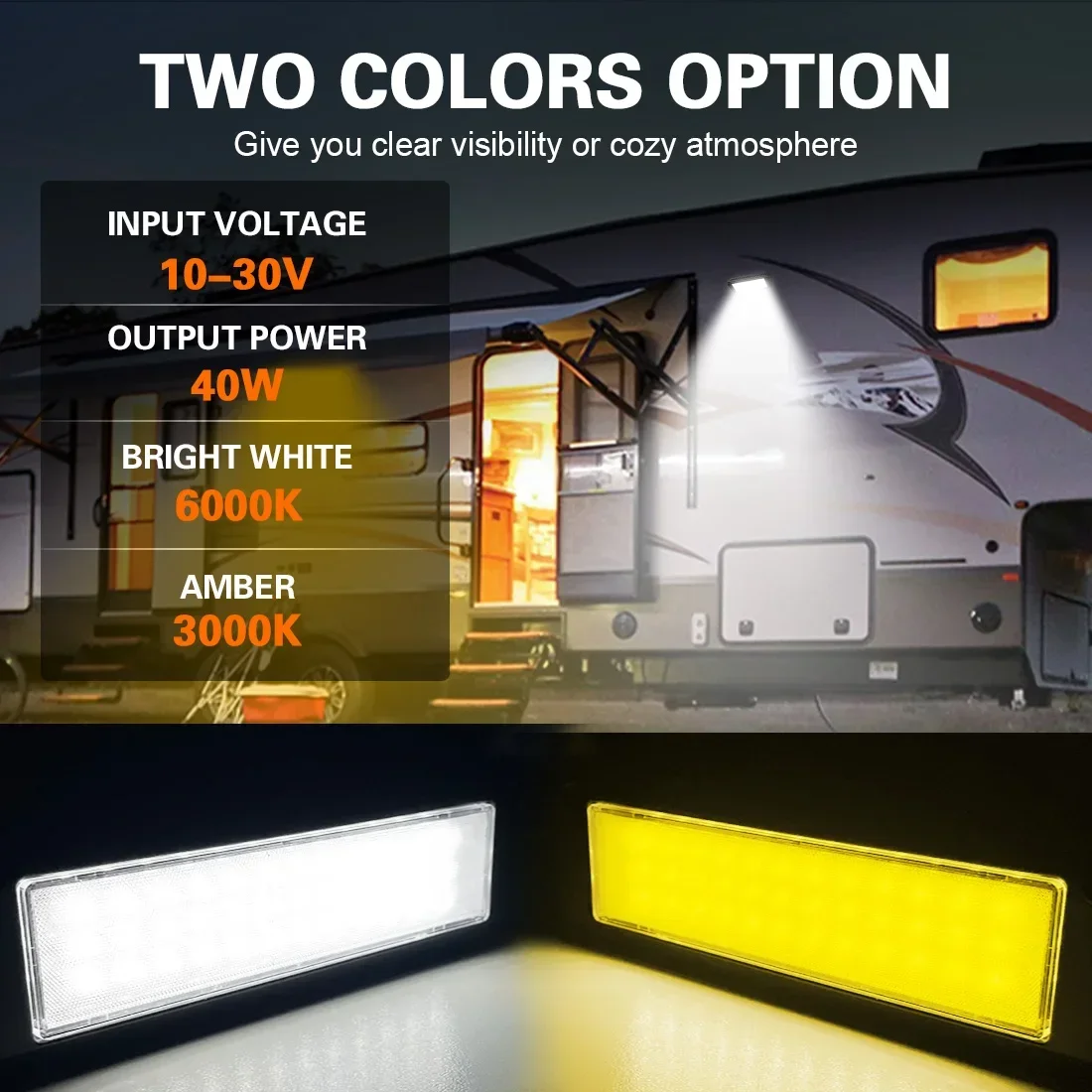 9-Inch Amber/White light RV Exterior Porch Light Outdoor LED Utility Awning Lights Waterproof Lighting For Garden Camper Trailer
