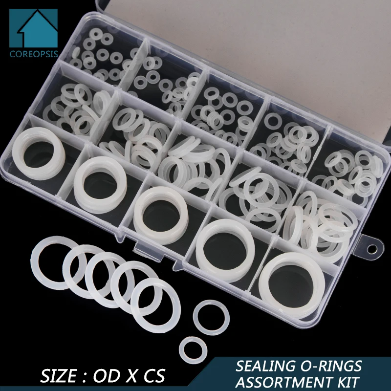 

150PCS PCP Paintball Sealing O Rings White Silicone Replacements OD 6mm-30mm CS 1.5mm 1.9mm 2.4mm 3.1mm BG040-059-060-061-062