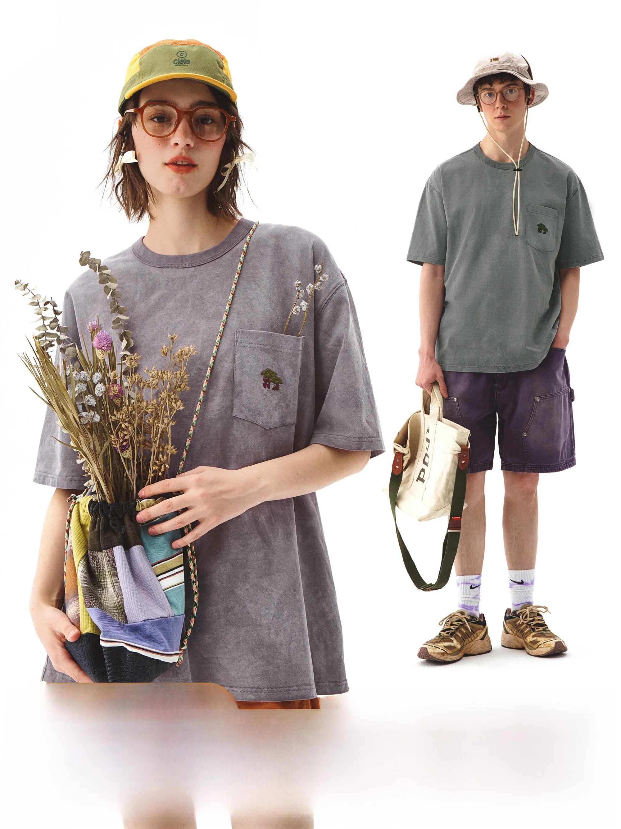 

Мужская футболка Nome с коротким рукавом, винтажная, для активного отдыха, летняя, с вышитым логотипом, окрашенная растительными красителями, с двойной строчкой, свободного кроя, круглый вырез.