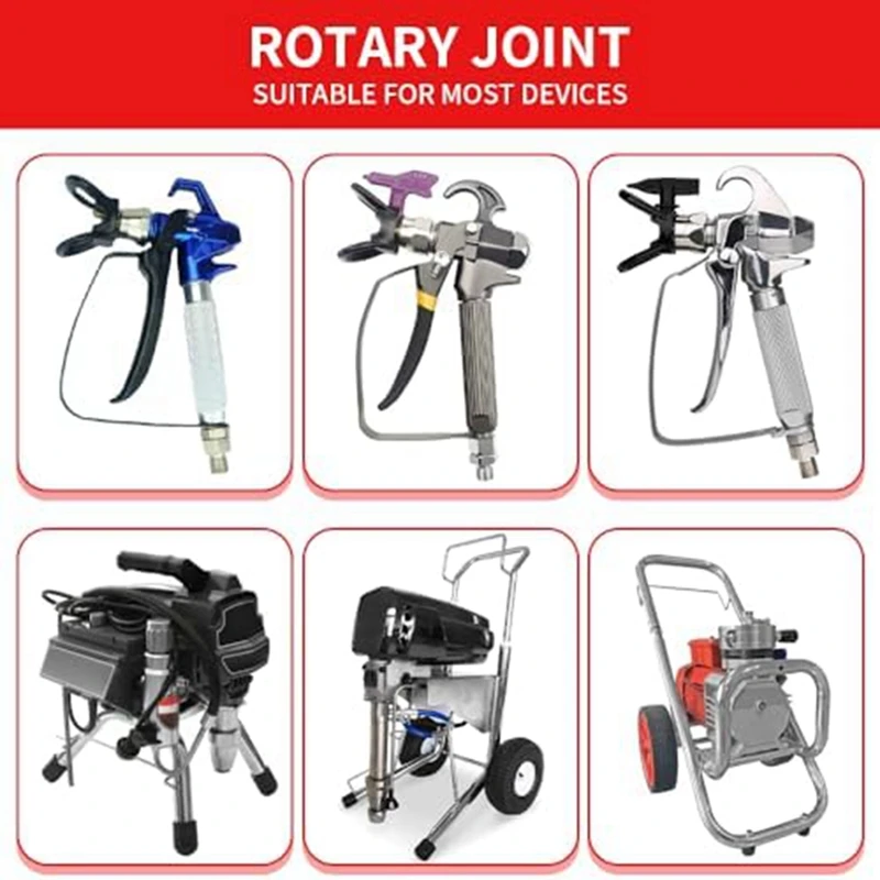 وصلة دوارة لرش الطلاء بدون هواء متوافقة مع 235486   7/8 بوصة 300 °   دوران معدن فضي 2 قطعة