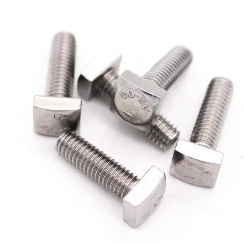 2pcs M6 M8 length=8-80mm GB35 304 A2-70 Stainless Steel Flat Square Foursquare Quadrate Shape Type Head Machine Screw Bolt
