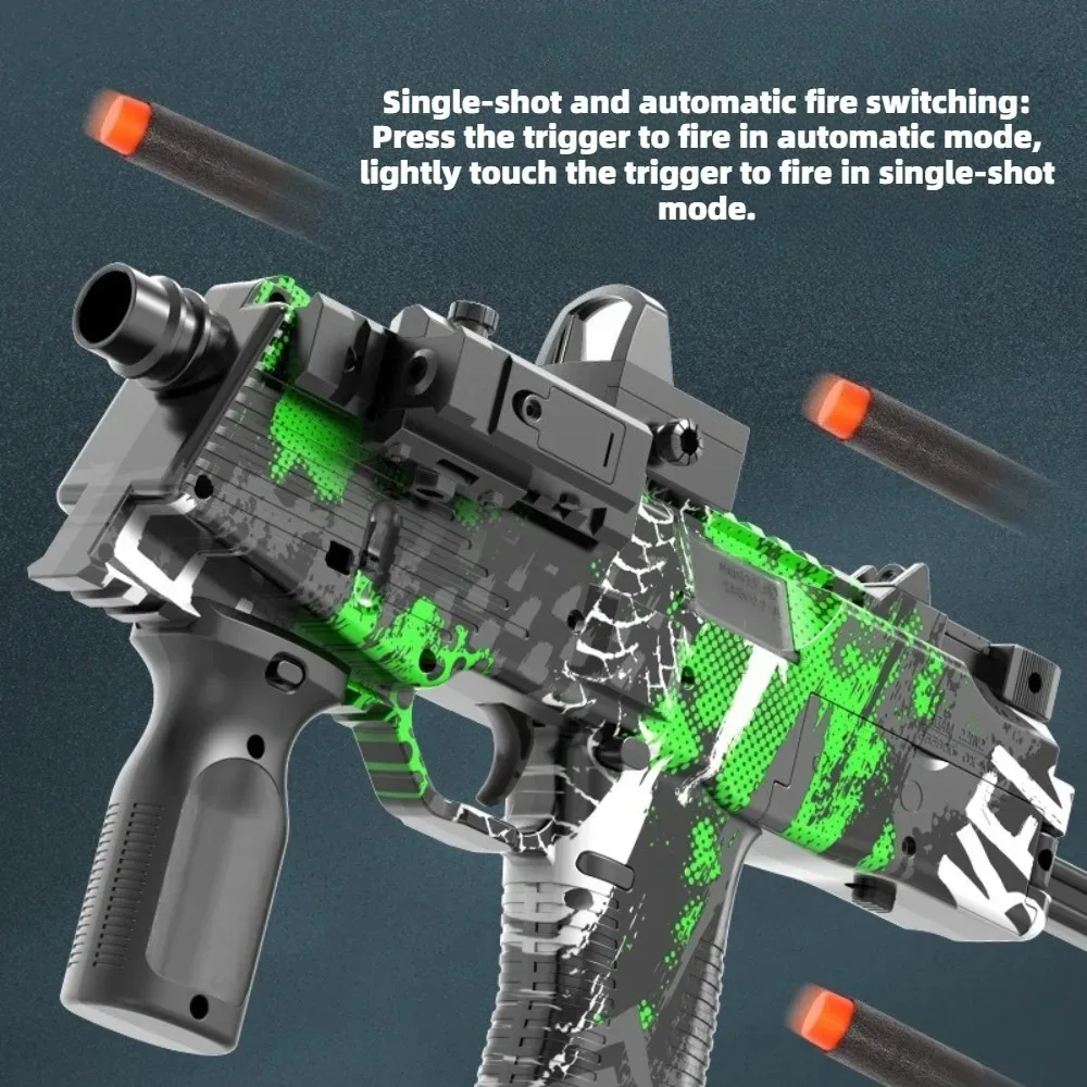MP9 Electric Toy Gun Foam Dart Blaster EVA Soft Bullet Submachine Gun Automatic Shooting Toys Outdoor Battle Games for Teens