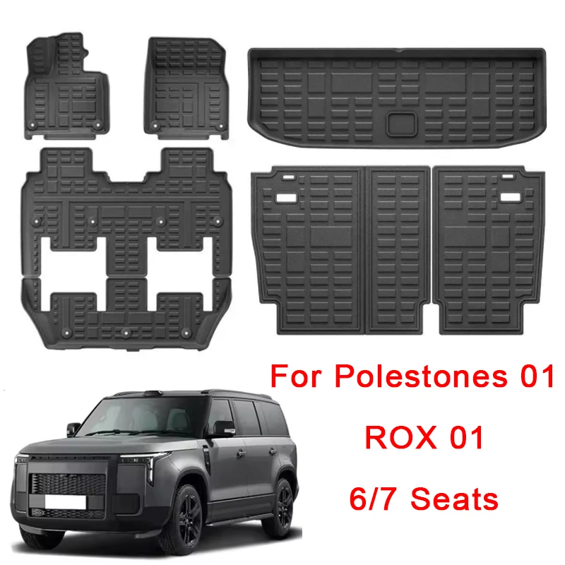 

Car Floor Mats Compatible for Polestones 01 ROX 01 2023 2024 2025 2026 TPE Waterproof Scratch-Proof Cargo Liners 6/7 Seats